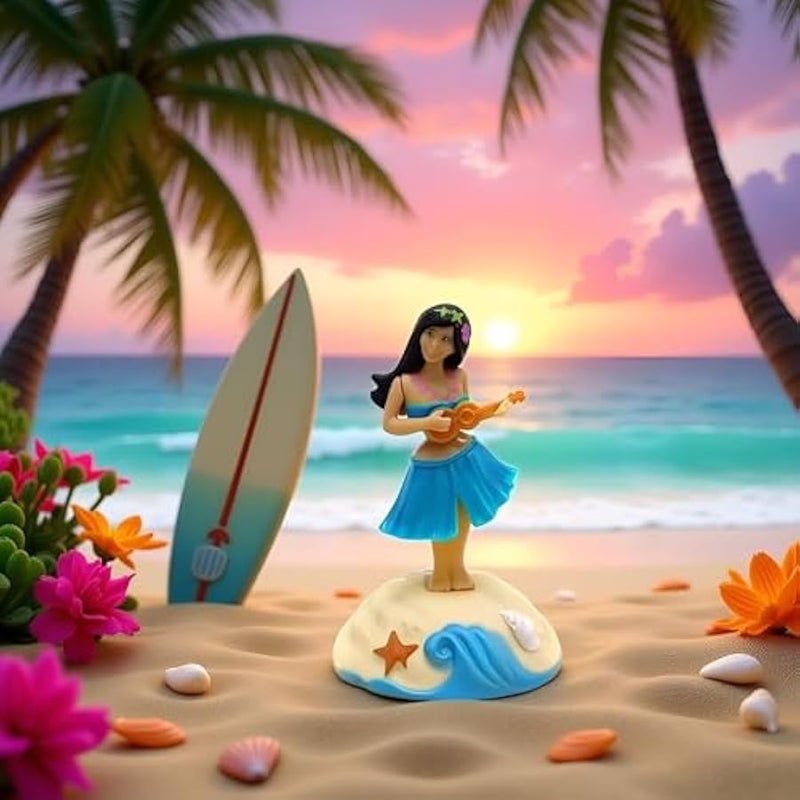 Blue Solar Powered Dancing Figures Decoration -Hawaii Shaking Head Ornaments Hula Girl -Car Dashboard Interior Decoration Desktop Ornaments,Solar Power Kits Learning and Education - Image 2
