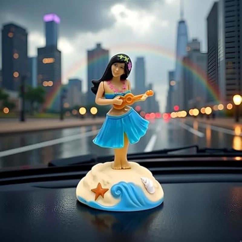 Blue Solar Powered Dancing Figures Decoration -Hawaii Shaking Head Ornaments Hula Girl -Car Dashboard Interior Decoration Desktop Ornaments,Solar Power Kits Learning and Education - Image 5