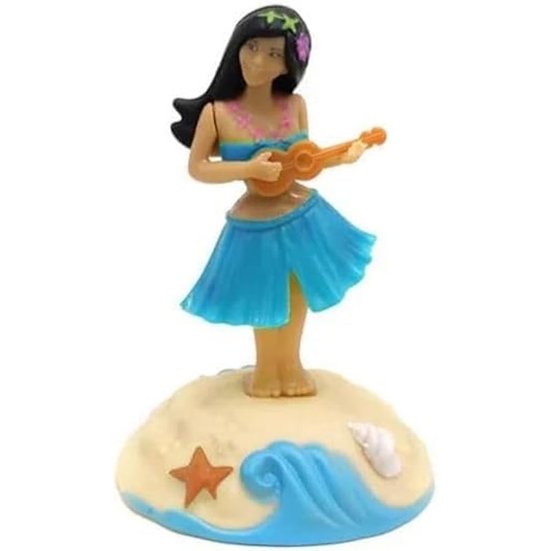 Blue Solar Powered Dancing Figures Decoration -Hawaii Shaking Head Ornaments Hula Girl -Car Dashboard Interior Decoration Desktop Ornaments,Solar Power Kits Learning and Education - Image 1