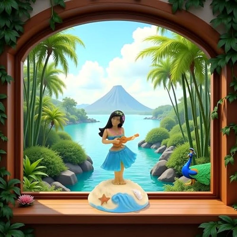Blue Solar Powered Dancing Figures Decoration -Hawaii Shaking Head Ornaments Hula Girl -Car Dashboard Interior Decoration Desktop Ornaments,Solar Power Kits Learning and Education - Image 4