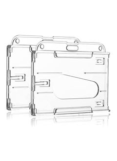 Excefore ID Card Badge Holder, 2 Pieces Clear Badge Holders Hard Plastic Card Holder ID Credit Card Protector with Thumb Slot  - Image 1