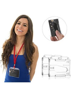Excefore ID Card Badge Holder, 2 Pieces Clear Badge Holders Hard Plastic Card Holder ID Credit Card Protector with Thumb Slot  - Image 2