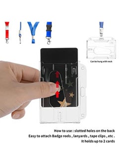 Excefore ID Card Badge Holder, 2 Pieces Clear Badge Holders Hard Plastic Card Holder ID Credit Card Protector with Thumb Slot  - Image 3