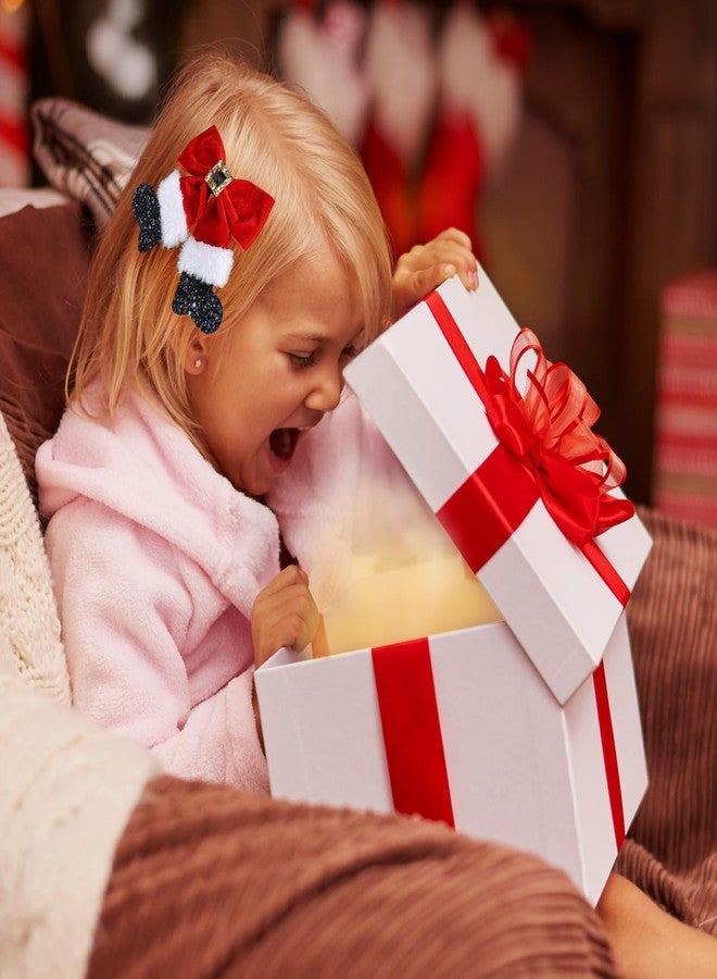 Miroksh Red Velvet Ribbon Hair Bows 2pc Glitter Sparkly Christmas Santa Claus Decor Hair Clip Barrettes Alligator Hairpins Holiday Party Dress Decor Accessory for Girls Women Xmas Gift - Image 3