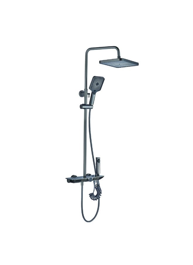 DANUBE HOME Milano Andy Plus Square Rain Shower Matt Grey | Stainless Steel Shower Panel | Rain Shower Set For Toilet Bathroom Washroom Shower Room - Matt Grey  - Image 1