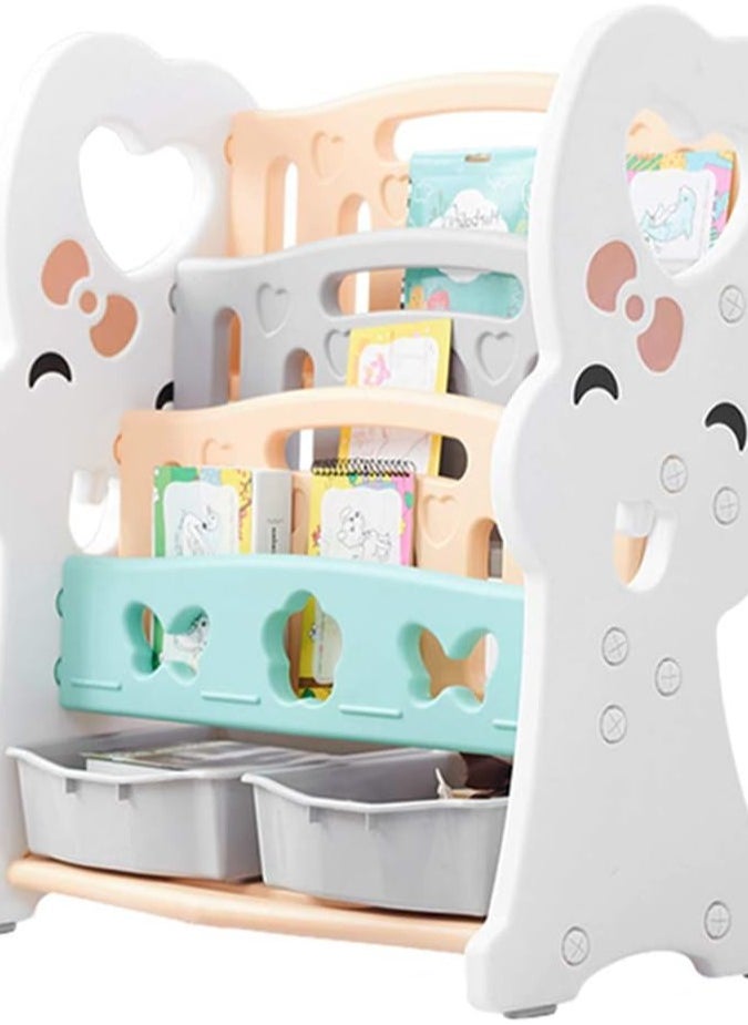 RBWTOYS - RBWTOYS Bookshelf Storage Box Floor-Standing 4 Layers Plastic Bedroom Child Washable 2 Colours, 2 Styles (Color : White, Size : 80x42.3x90cm) - Image 1
