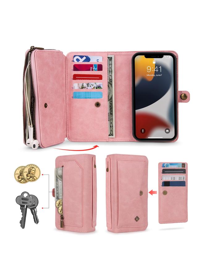 S-TOP Case For iPhone 13 Multi-functional Zipper Wallet Leather Phone Case - Image 3