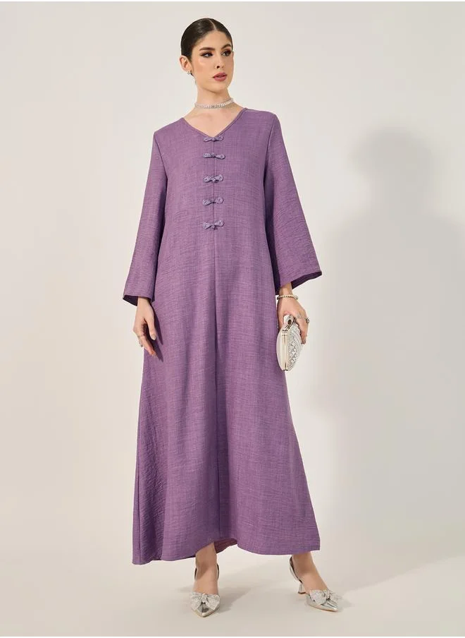 ستايلي Denim look Jalabiya with Decorative button details