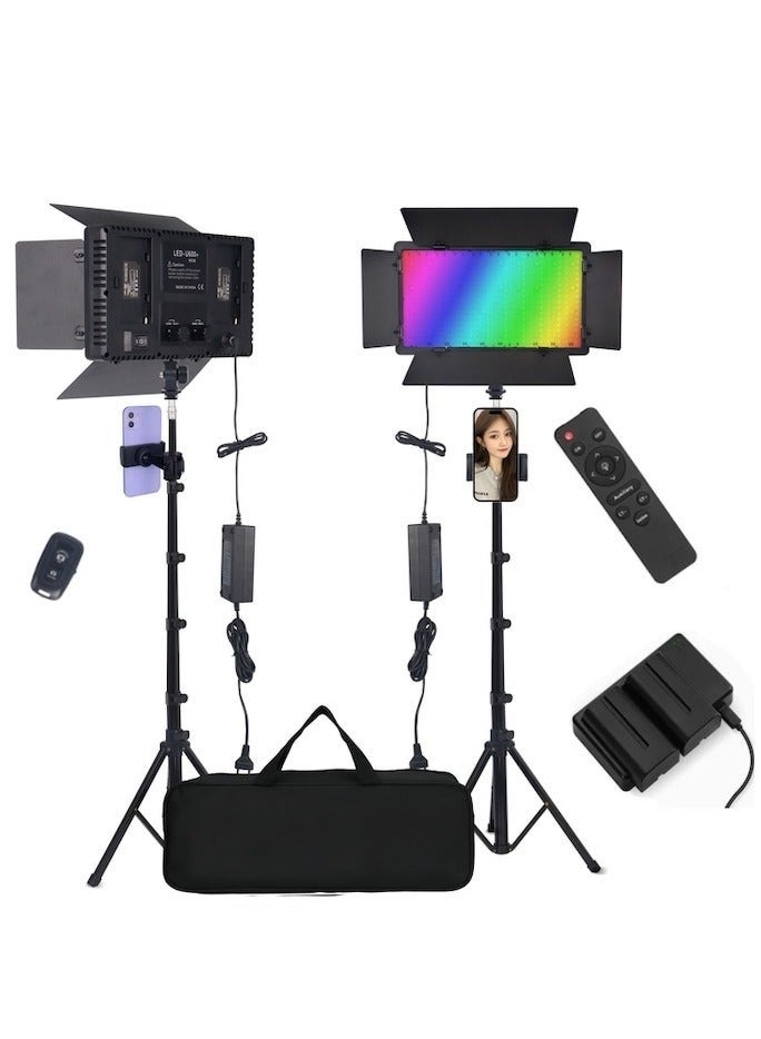 والالا طقم إضاءة فيديو LED RGB مع حامل للتحكم عن بعد، إضاءة تصوير 40 وات لاستوديو YouTube والألعاب والبث المباشر والمؤتمرات، 2500K-8500K قابلة للتعتيم 14 لونًا ثابتًا وتأثير إضاءة متعدد - Image 1