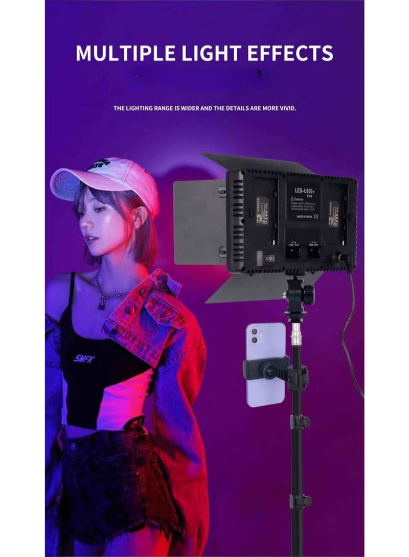 والالا طقم إضاءة فيديو LED RGB مع حامل للتحكم عن بعد، إضاءة تصوير 40 وات لاستوديو YouTube والألعاب والبث المباشر والمؤتمرات، 2500K-8500K قابلة للتعتيم 14 لونًا ثابتًا وتأثير إضاءة متعدد - Image 2