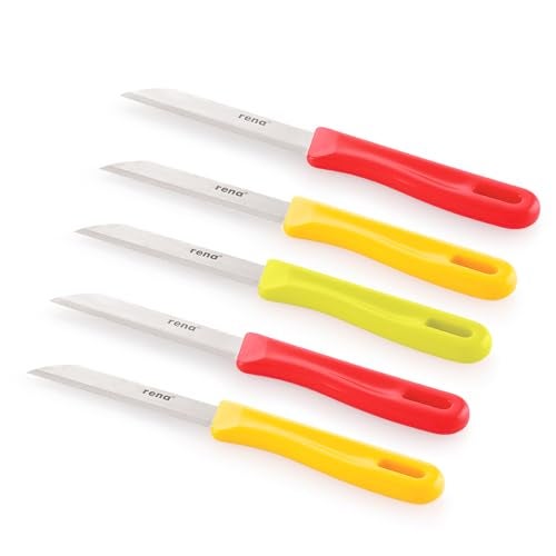 rena 5 Piece 90 mm Kitchen Knife Set, Sharp Serrated Stainless Steel Knife Set for Kitchen Use, for Fruits, Vegetables, Bread. Rust Resistant, Dishwasher Safe, Durable & Long Lasting - Image 1