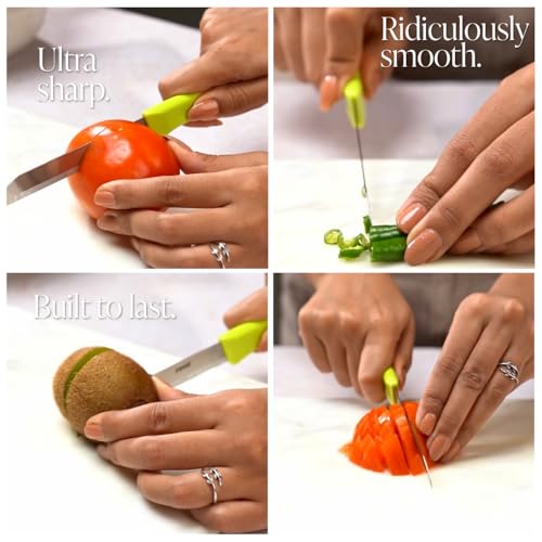 rena 5 Piece 90 mm Kitchen Knife Set, Sharp Serrated Stainless Steel Knife Set for Kitchen Use, for Fruits, Vegetables, Bread. Rust Resistant, Dishwasher Safe, Durable & Long Lasting - Image 5