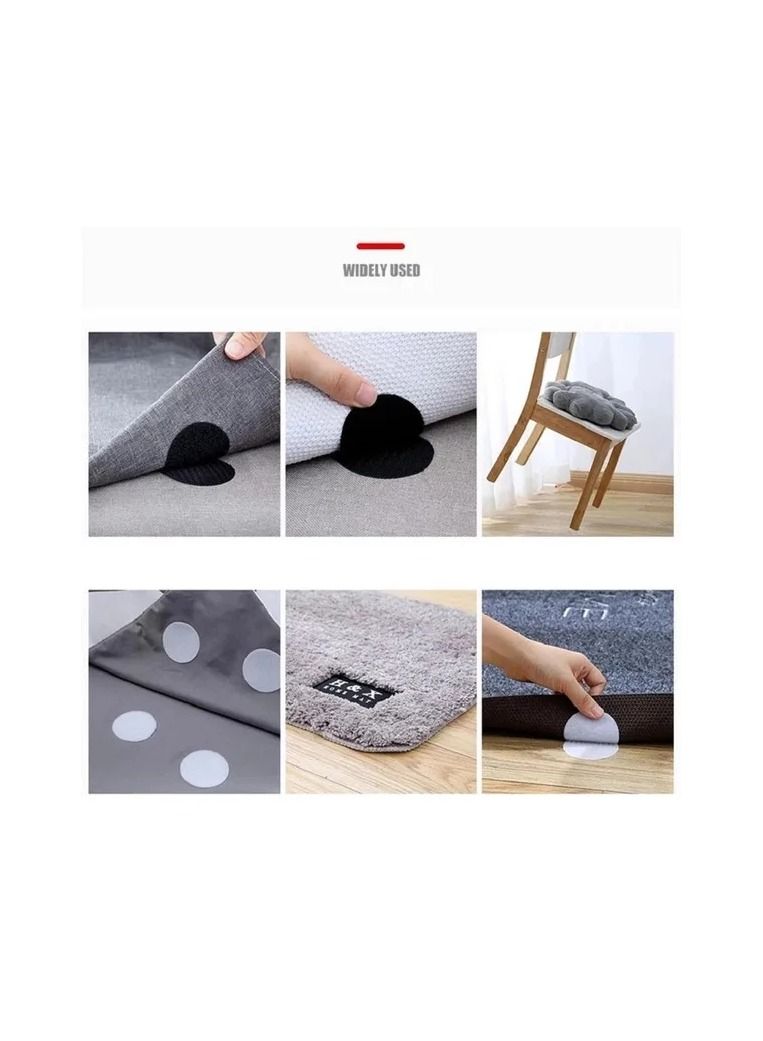 50-Pairs Round Type Strong Anti Curling Tape,Anti-slip Stickers Rug Gripper Self Adhesive Fastener,Keep Corners Flat Adhesive Tape for Bed Sheet,Sofa Cushion,Mat - Image 4