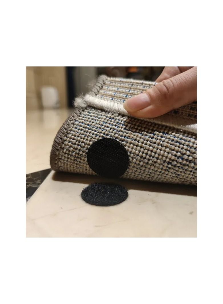 50-Pairs Round Type Strong Anti Curling Tape,Anti-slip Stickers Rug Gripper Self Adhesive Fastener,Keep Corners Flat Adhesive Tape for Bed Sheet,Sofa Cushion,Mat - Image 1