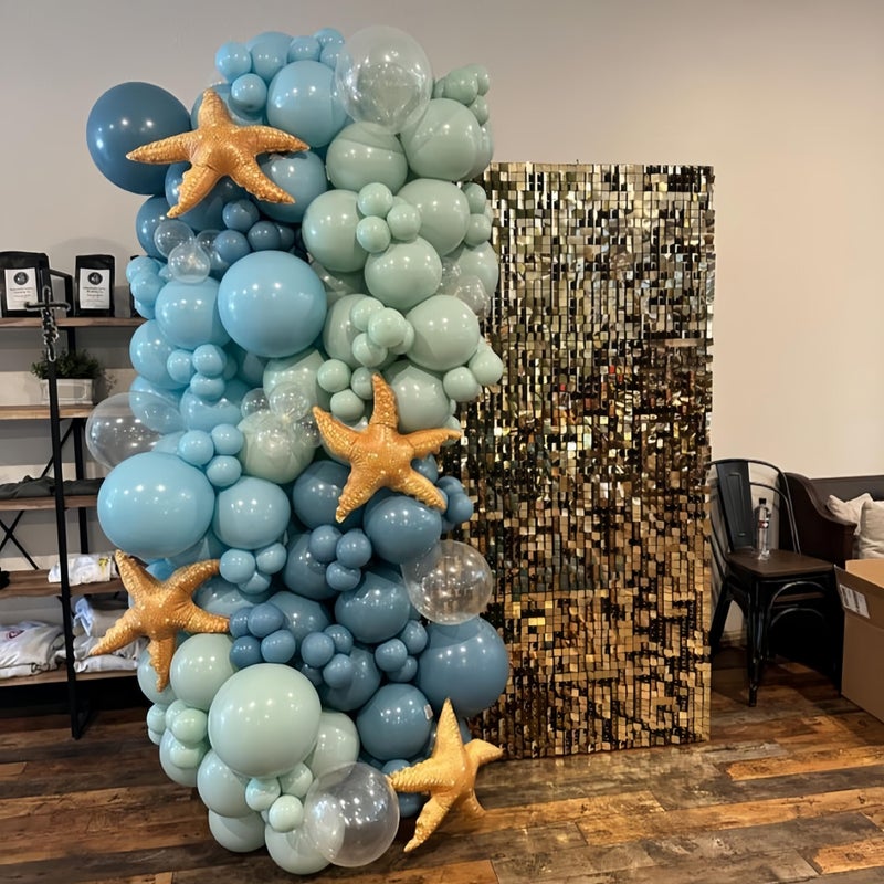 EASUTE Under the Sea Balloon Arch - 139PCS Beach Themed Balloons Decoration White Macaron Green Deep Blue Balloon for Sea Pool Summer Shark Fish Birthday Baby Shower Boy Girl Party Decoration (Blue) - Image 3