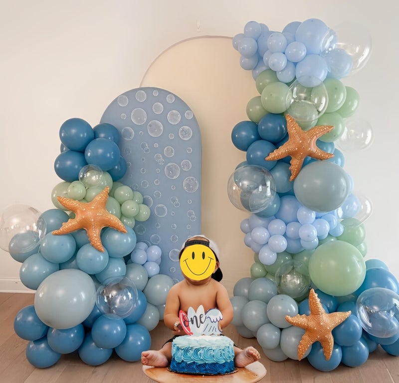 EASUTE Under the Sea Balloon Arch - 139PCS Beach Themed Balloons Decoration White Macaron Green Deep Blue Balloon for Sea Pool Summer Shark Fish Birthday Baby Shower Boy Girl Party Decoration (Blue) - Image 4
