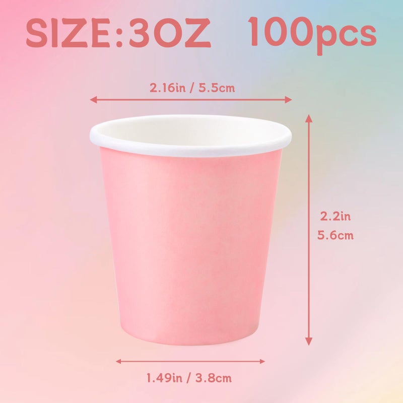 Iuuidu 3 oz Paper Cups  100 Pack Pink Bathroom Paper Cups  3 oz Mouthwash Cups Small Paper Cups  Bath Paper Cups Rinse Cups for Home  Office  Wedding  Travel - Image 1