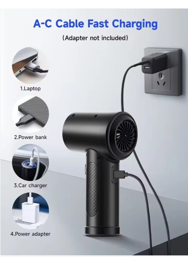 بي كيه ماكس منفضة هواء كهربائية لاسلكية، بديل لتنظيف غاز الهواء للوحة المفاتيح، منظف الكمبيوتر المحمول، الكاميرا، المنزل، مجموعة التنظيف في الهواء الطلق | منفاخ هواء محمول 51000 دورة في الدقيقة، منفضة هواء مضغوط بقدرة 6000 مللي أمبير في الساعة مع 5 ملحقات فوهة ((أسود)) - Image 5