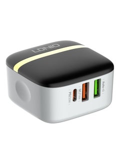 إل دينو شاحن حائط فائق السرعة LDNIO A3513Q مع منفذي USB / Type C وكابل Micro بقوة 32 وات - أبيض  - Image 1