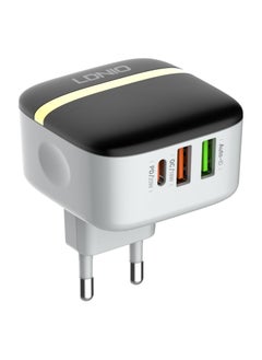 إل دينو شاحن حائط فائق السرعة LDNIO A3513Q مع منفذي USB / Type C وكابل Micro بقوة 32 وات - أبيض  - Image 2