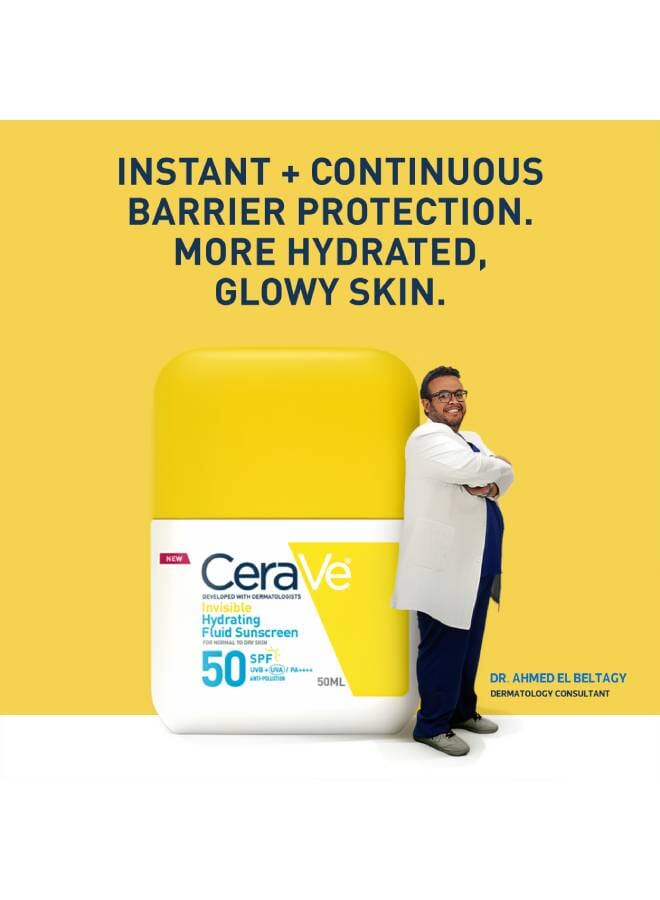 CeraVe Invisible Hydrating Fluid Sunscreen SPF50 50ml - Image 3