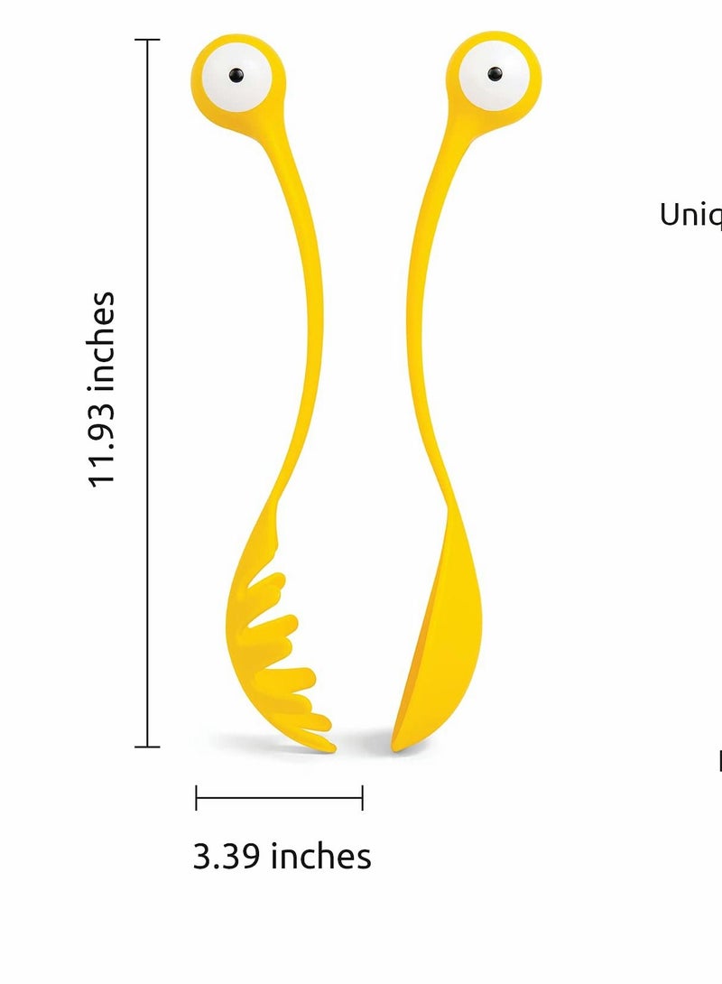 NIBEMINENT Spaghetti Spoon and Pasta Tong, BPA-Free Fun Kitchen Gadgets, Food Safe Salad Fork Set - Server - Image 1