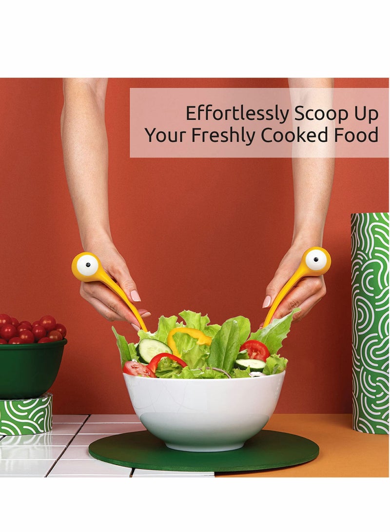 NIBEMINENT Spaghetti Spoon and Pasta Tong, BPA-Free Fun Kitchen Gadgets, Food Safe Salad Fork Set - Server - Image 2