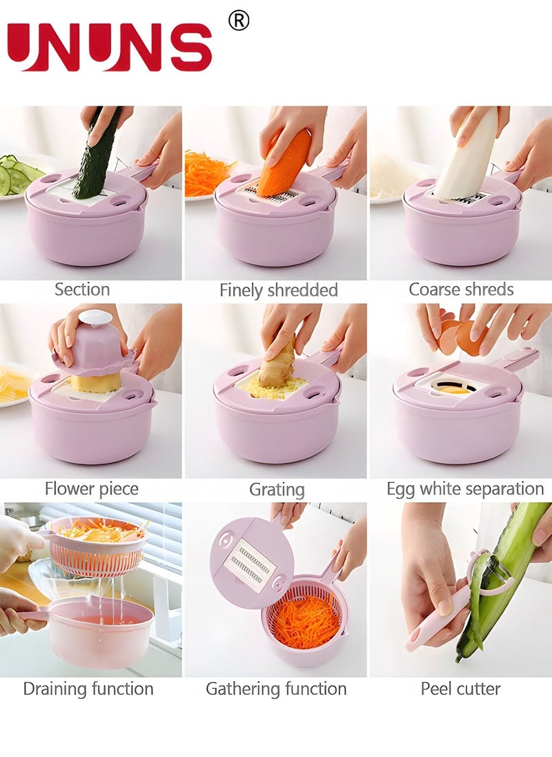 UNUNS - Vegetable Chopper, 12 in 1 Multifunction Food Chopper, Multifunction Vegetable Cutter/Slicer with Container Dicing Machine Food Slicer Pro - Image 1
