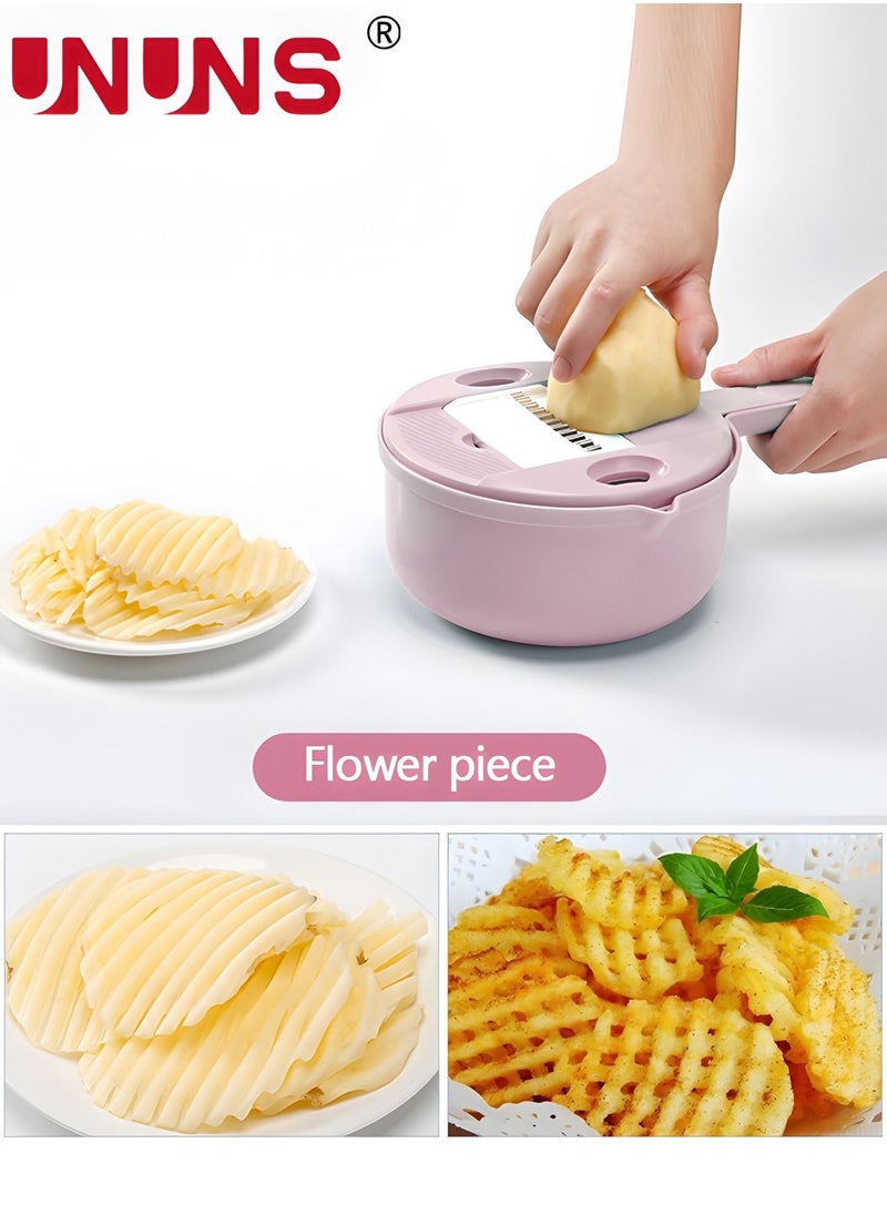 UNUNS - Vegetable Chopper, 12 in 1 Multifunction Food Chopper, Multifunction Vegetable Cutter/Slicer with Container Dicing Machine Food Slicer Pro - Image 1