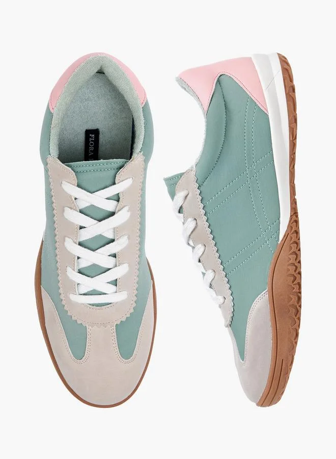 Flora Bella By Shoexpress PINK Women Panelled Lace-Up Sneakers for Women | Best Price UAE