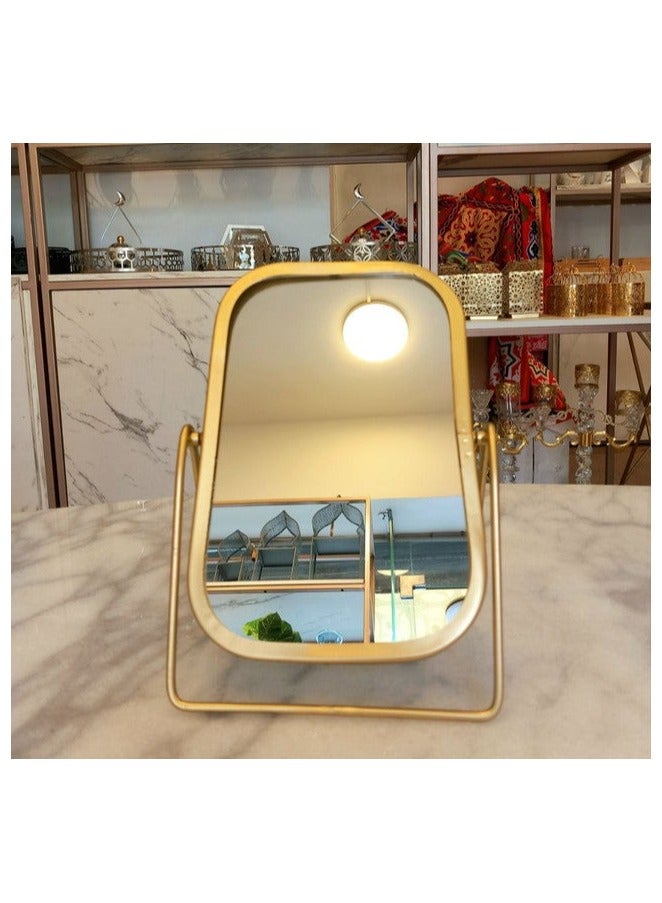 Modern Gold Frame Desktop Makeup Mirror - Image 1