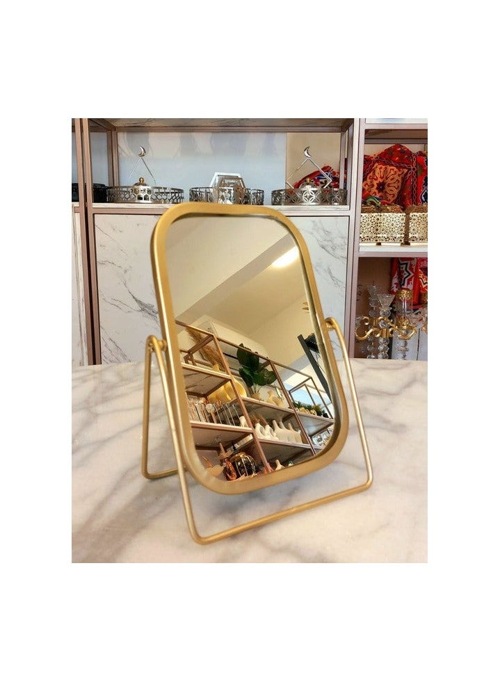 Modern Gold Frame Desktop Makeup Mirror - Image 2