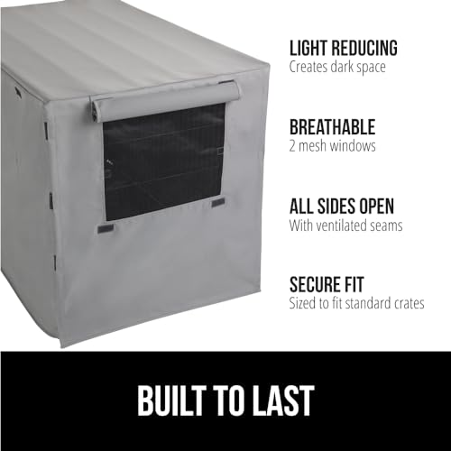 GORILLA GRIP Dog Crate Covers Compatible with Amazon Basics Dog Crates, All Sides Open, Privacy Cover Fits 42" Wire Kennel, Breathable Mesh Windows, Light Reducing Puppy Training Cage Topper, Gray - Image 2