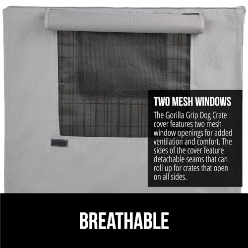 GORILLA GRIP Dog Crate Covers Compatible with Amazon Basics Dog Crates, All Sides Open, Privacy Cover Fits 42" Wire Kennel, Breathable Mesh Windows, Light Reducing Puppy Training Cage Topper, Gray - Image 4