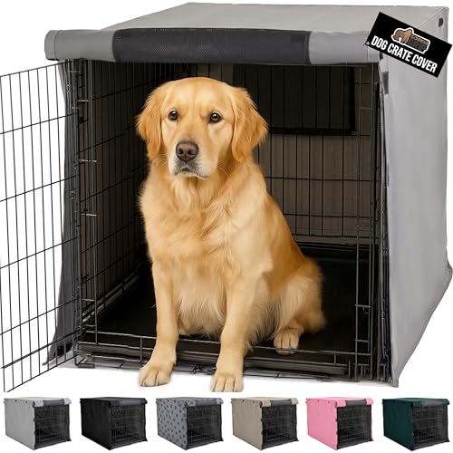 GORILLA GRIP Dog Crate Covers Compatible with Amazon Basics Dog Crates, All Sides Open, Privacy Cover Fits 42" Wire Kennel, Breathable Mesh Windows, Light Reducing Puppy Training Cage Topper, Gray - Image 1