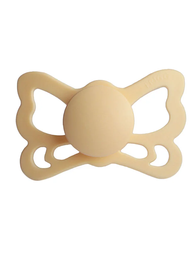 FRIGG Butterfly Anatomical Silicone Baby Pacifier 6-18M Pale Daffodil Size 2