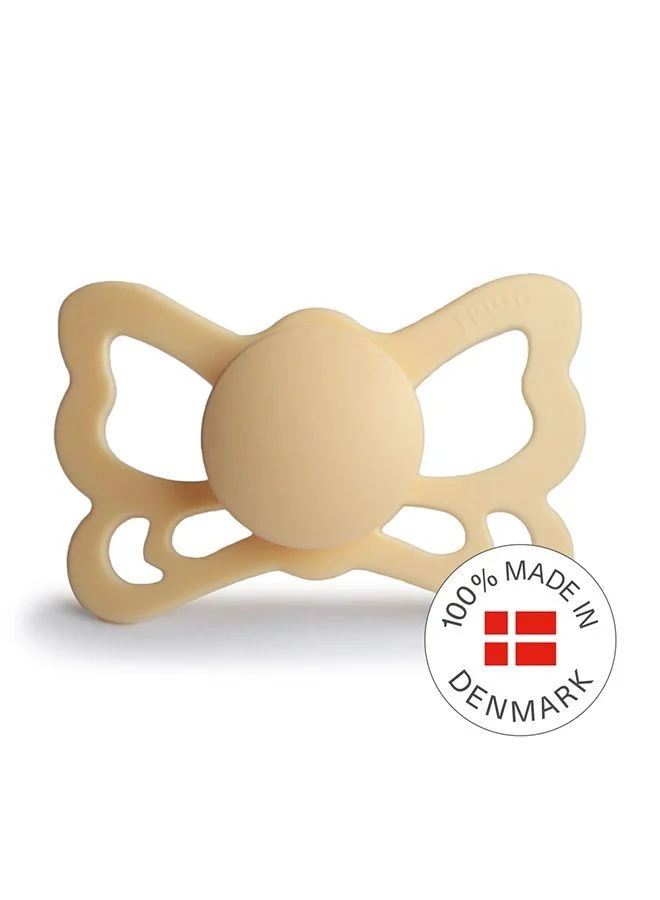 FRIGG Butterfly Anatomical Silicone Baby Pacifier 6-18M Pale Daffodil Size 2