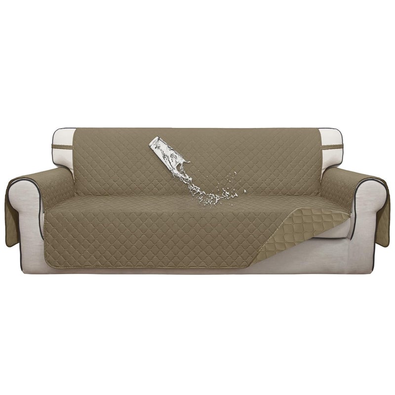 ISSUNTEX Double Protection 100% Waterproof Sofa Covers for Living Room, Couch Covers for 3 Cushion Couch Sofa, Reversible Furniture Protector Sofa Cover for Dogs, Pets, Kids (Sofa, Beige/Beige) - Image 1