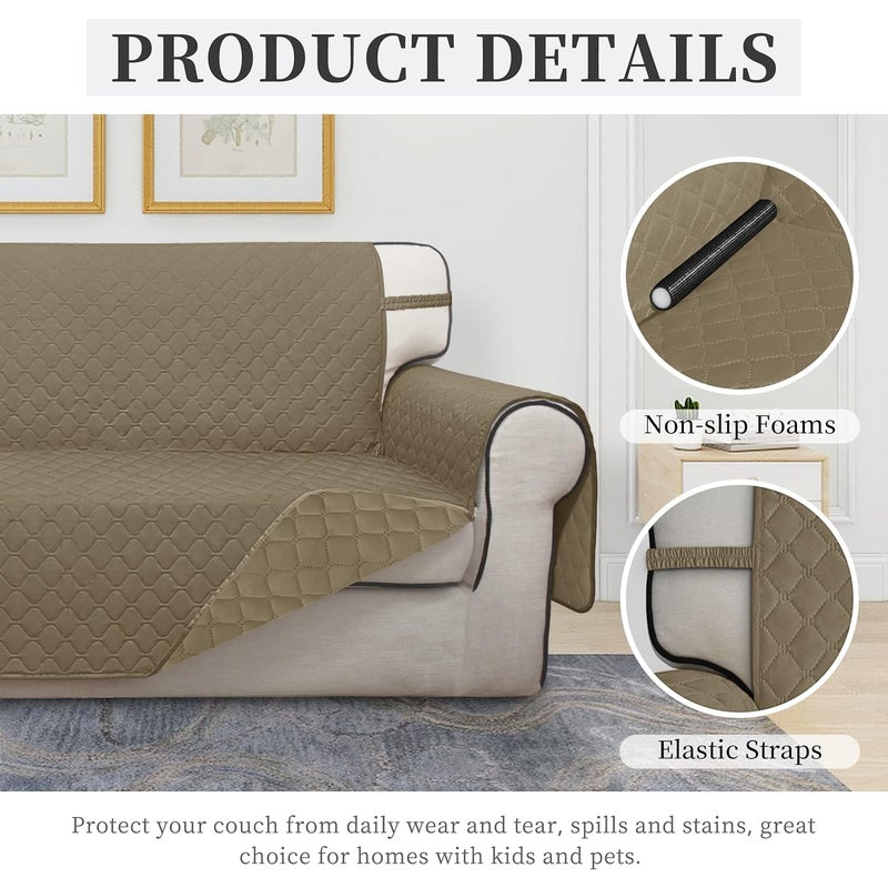 ISSUNTEX Double Protection 100% Waterproof Sofa Covers for Living Room, Couch Covers for 3 Cushion Couch Sofa, Reversible Furniture Protector Sofa Cover for Dogs, Pets, Kids (Sofa, Beige/Beige) - Image 5