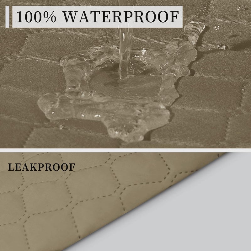ISSUNTEX Double Protection 100% Waterproof Sofa Covers for Living Room, Couch Covers for 3 Cushion Couch Sofa, Reversible Furniture Protector Sofa Cover for Dogs, Pets, Kids (Sofa, Beige/Beige) - Image 3