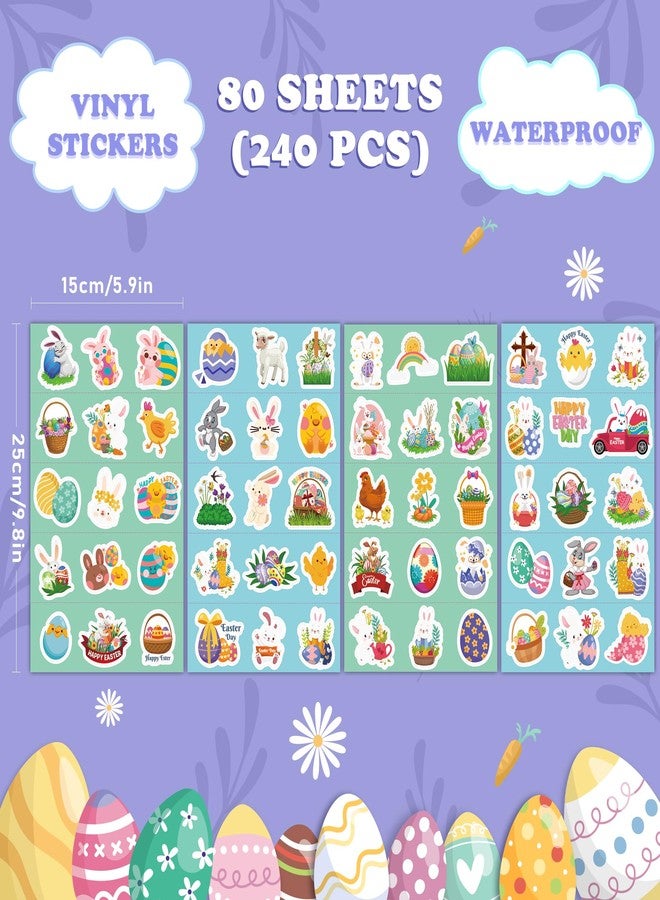 OHOME Easter Stickers for Kids - 240 PCS Easter Basket Stuffers for Boys Girls Teens Adults | Vinyl Egg Bunny Gifts Decorations Toys - Kids Easter Games Crafts Activities Party Favors - Image 2