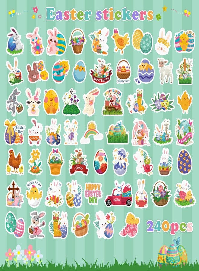 OHOME Easter Stickers for Kids - 240 PCS Easter Basket Stuffers for Boys Girls Teens Adults | Vinyl Egg Bunny Gifts Decorations Toys - Kids Easter Games Crafts Activities Party Favors - Image 3