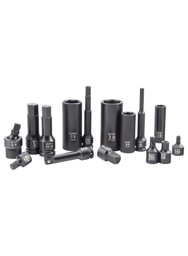 SUNEX 10105 3/8" & 1/2" Drive SAE & Metric 6 Point Standard & Deep with Star (E and Tamperproof), Triple Square, & Hex Bit, 105-Piece - Image 3