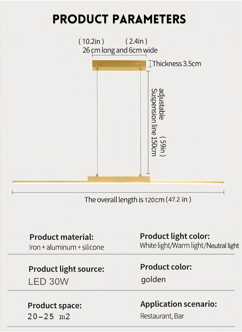 LOOPITYS 120CM - Three color temperature - Modern luxury - Restaurant pendant light, bedroom pendant light, 150cm height adjustable,chandelier,golden  - Image 4