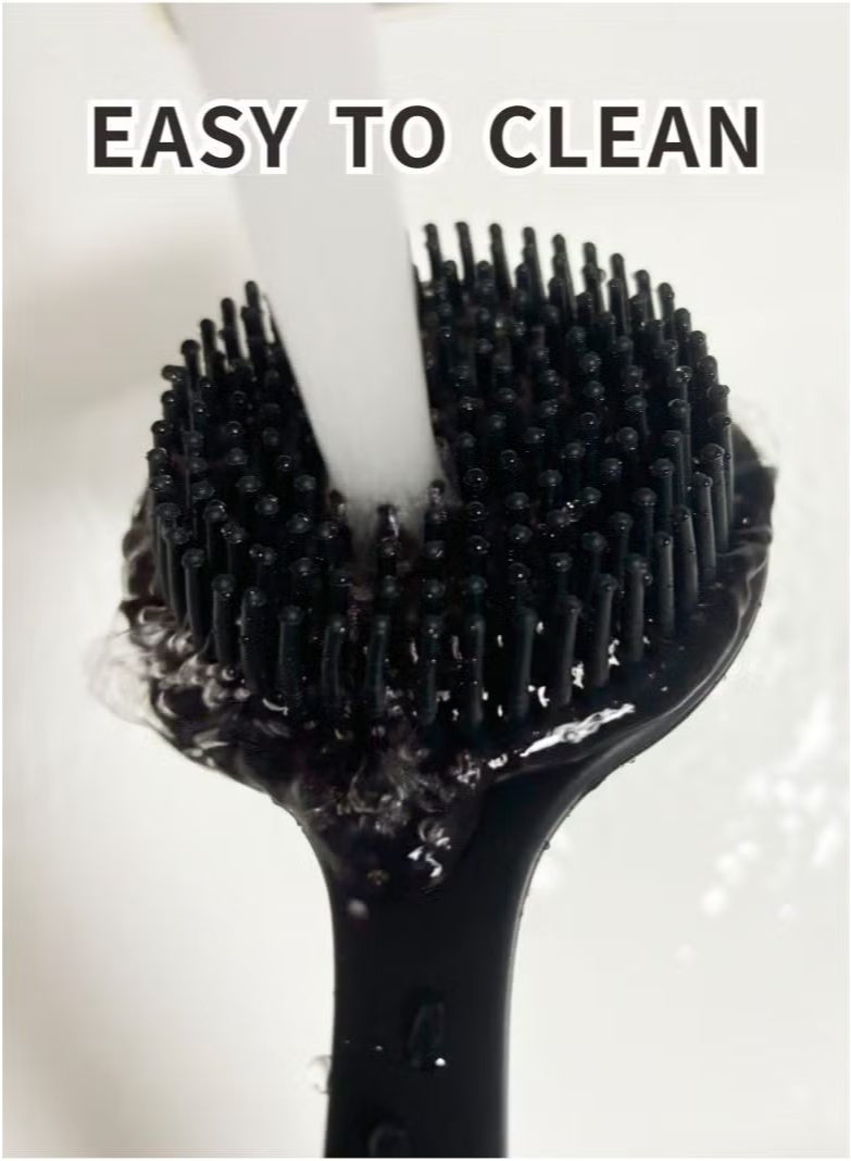 Loquat Back Scrubber Body Brush for Shower,Soft Silicone Bath Body Brush with Long Handle Double Sided Brush for Men Women Shower Exfoliating and Massage Black - Image 5