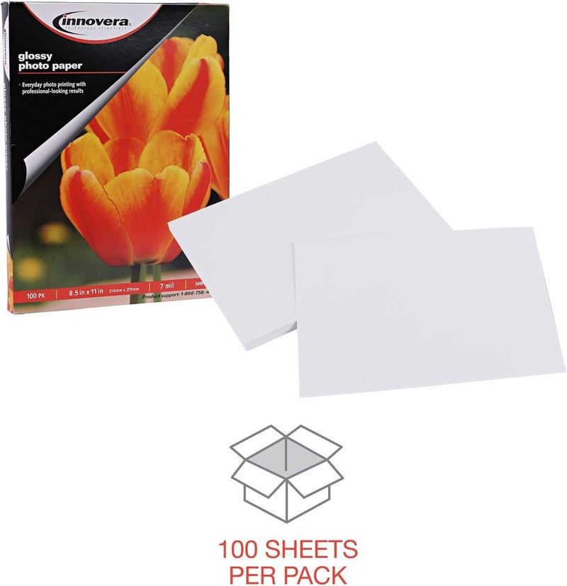 Innovera Innovera IVR99490 7 mil 85 in x 11 in Photo Paper  Glossy White 100Pack - Image 3