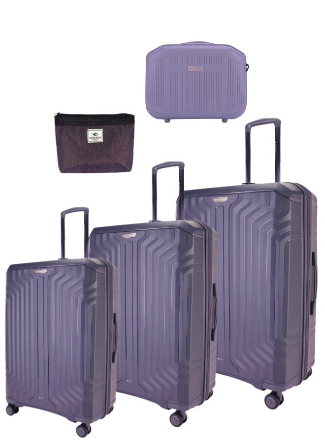 SONADA - Sonada Unbreakable Luggage Unisex ,Double Zipper ,Expandable, TSA Lock With 4 Double Silent Wheels Set of 4 (Black) - Image 1