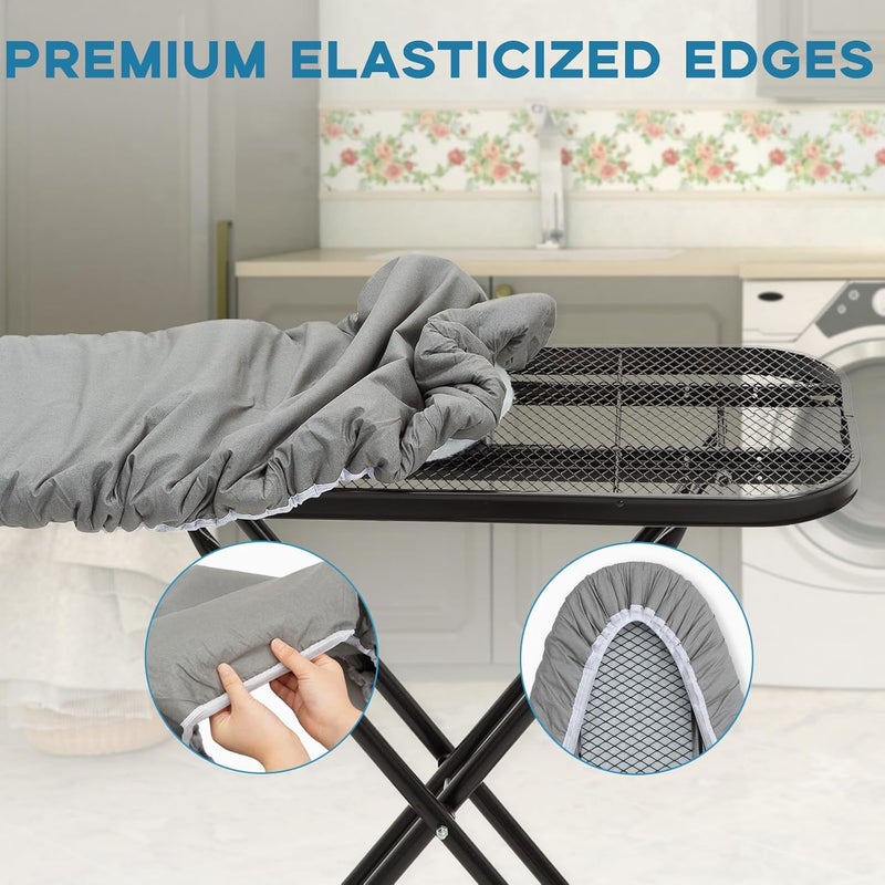 RAINHOL 43x13 Small Ironing Board Cover and Pad, Iron Board Replacement Cover, Thick Felt Padding, Scorch Resistant 100% Cotton, Heat Reflective, Elastic Edge, Grey - Image 4