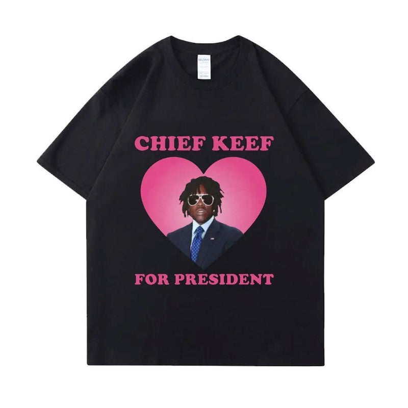 American style high street blockbuster rap CHIEF KEFF print fashion top men's loose hip hop T-shirt - Image 1