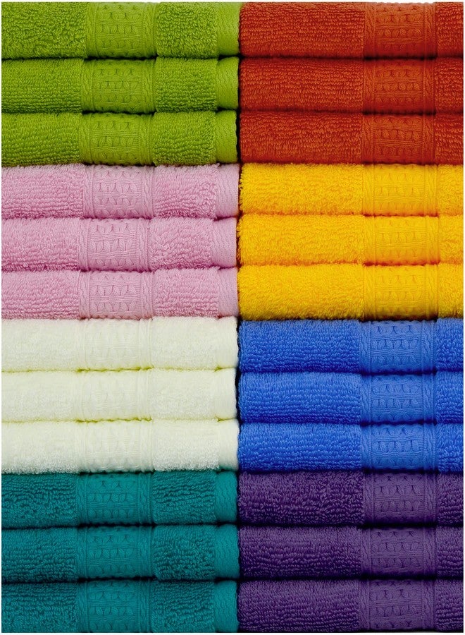 Cleanbear Wash Cloths for Your Body 24-Pack Washcloths Soft Cotton Face Cloths, Large Shower Wash Cloth Set (8 Colors 13” x 13”) 100% Cotton Small Towels for Bathrooms and Guestroom - Image 1